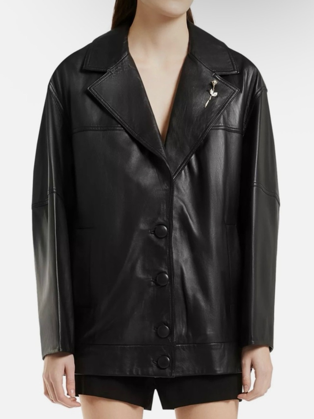 NWT Emily Ratajkowski X Marella Faux Leather Bomber *button needs to be fixed*